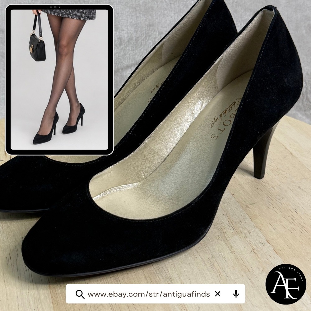 Talbots Womens‎ Black Suede Almond Toe Stiletto Pumps Heels Size 6B